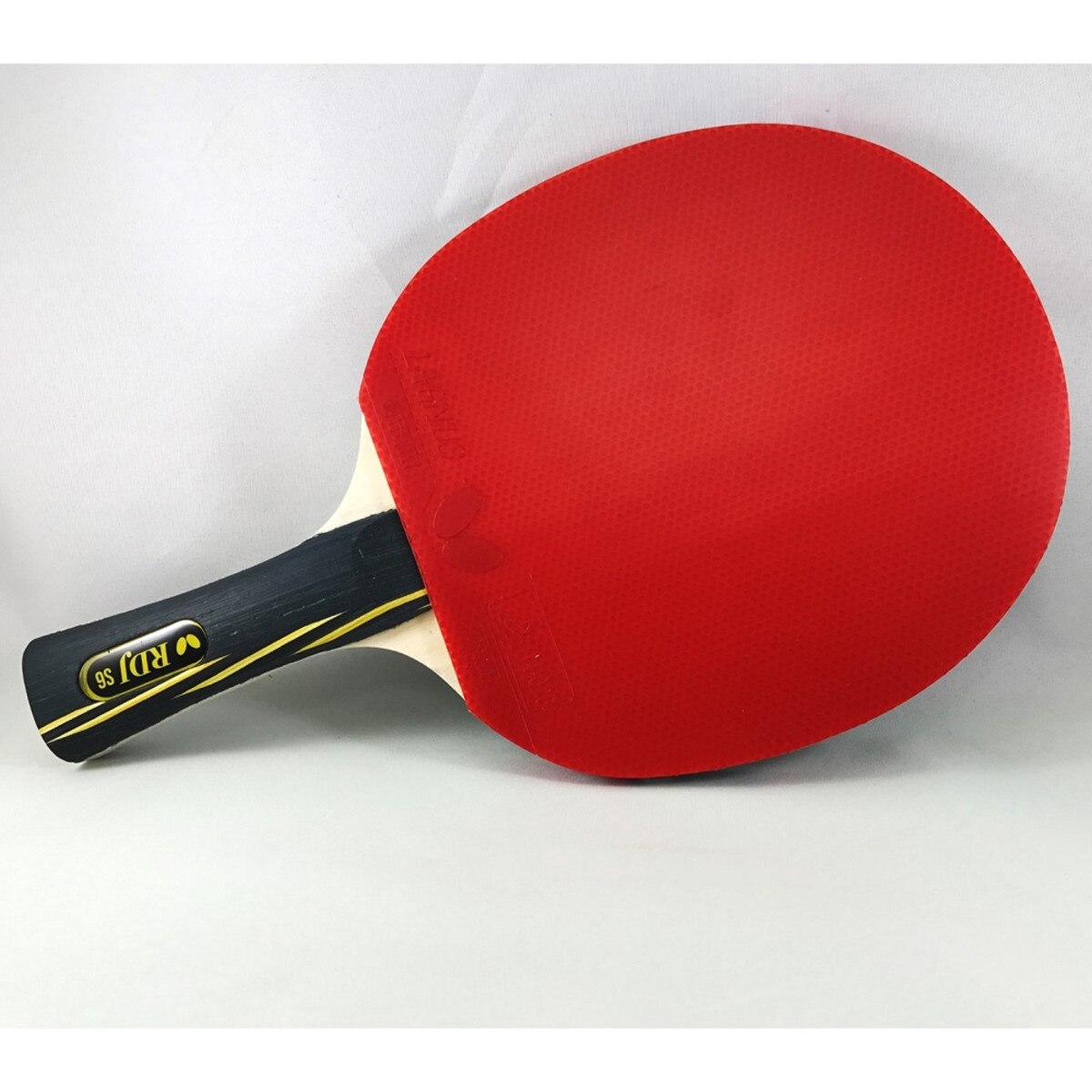 Butterfly RDJ S6 Racket: Diagonal View of the Red Rubber